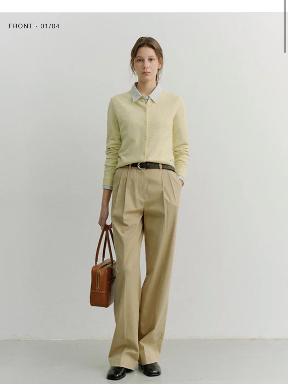 Dunst Double Pleated Wide Chino Pants - Beige NWT